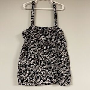 GAP Women's S, summer top/ blouse with straps, Black & White flowers, cotton, S